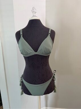 Sage Green Triangle Bikini Set Size L Adjustable